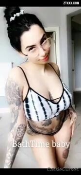 Cassie Curses in the bathtub riding her dildo