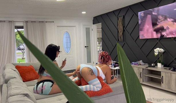 Ms Trigga & Delilah Lesbian sex tape playing gaming