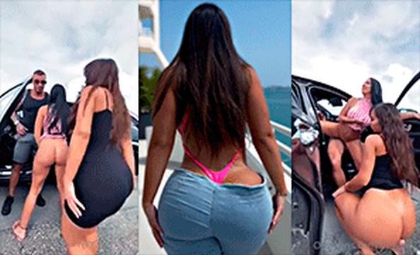 Maria Gjieli and naya stop the uber to fuck on the public street